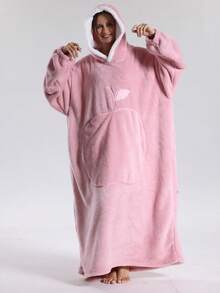 Adult Thickened Wool Hooded Blanket Sweatshirt - Autumn/Winter Thick Style, Large Pocket, Loose & Comfortable, Warm For Winter, Flannel Warm Design, Essential Warm Item For Autumn/Winter, Warm Winter Home Decor, Soft Touch - Multicolor - View 7