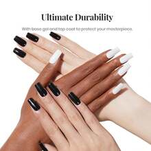2pcs 15ml White And Black Gel Nail Polish Set | Natural Light Jelly Gel, Alcohol-Free, Long-Lasting, Smooth And Glossy End, Elegant Manicure, High-Quality, Professional Product For Nail Salons - Đen và trắng - Xem 3