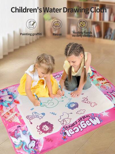 80x60cm Extra Large Children's Water Painting Mat, Clean Water Doodle, Non-Messy, Water-Soluble & Reusable, Educational Toy For Quiet Creative Play, Ramadan Gift, Birthday Gift For Boys And Girls