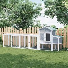 Jaula grande para pollo con techo impermeable y resistente a los rayos UV, gallinero de madera de 122 pulgadas con caja nido, bandeja deslizante y rampa, jaula para gallineros para patio trasero - Blanco - Ver 1