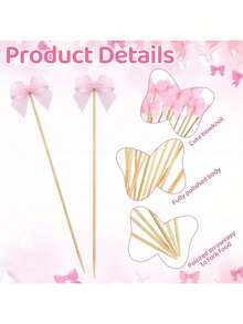 30/50 chiếc que xiên cocktail nơ hồng dùng cho đám cưới, tiệc tùng, quà tặng cho tiệc mừng em bé, tiệc độc thân, tiệc sinh nhật, tiệc tốt nghiệp, tiệc sinh nhật công chúa. - Màu Hồng baby - Xem 4