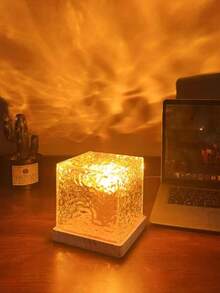 1pc LED Northern Lights Wave Ripple Crystal Projection Lamp - USB Mood Light, With Touch/Remote Control, 16 Color Changing Northern Lights Effect, For Bedroom, Party, Valentine's Day, Home And Office Decor, Party Atmosphere Lighting | Modern Table Lamp | Holiday Decor Lighting | Valentine's Day Romantic Gift Bedroom Lamp - Multicolor - View 3