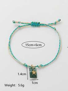 1pcINS Fashion Stainless Steel Paired With A Heart-Shaped Goddess Crescent Pentagram Pendant Woven Rope Bracelet, Electroplated With 18k Gold, Showcasing Feminine Charm, Waterproof And Sweat Resistant, Suitable For Valentine's Day And Holiday Play, Daily Casual Wear. Ladies' Jewelry. - Multicolor - View 10