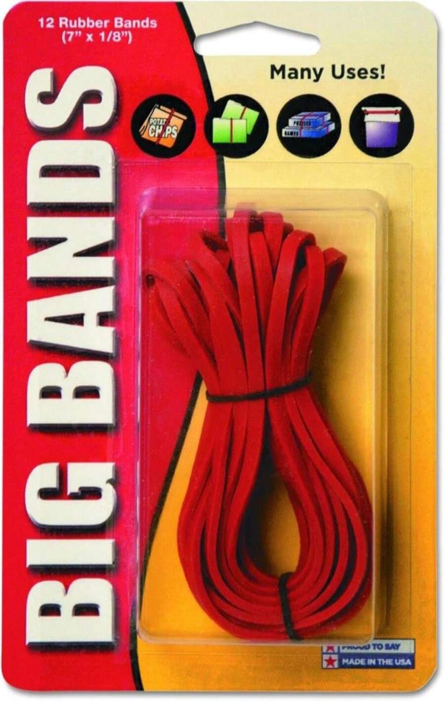 Alliance Rubber Big Rubber Bands 12 Pack 7-Inch X 1/8-Inch Red 00700 ...