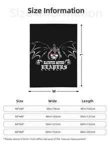 Sematary Haunted Mound Reapers, Haunted Mound Breathable Polyester Blanket, Comfortable All-Year Throw - 黑色 - 查看 3