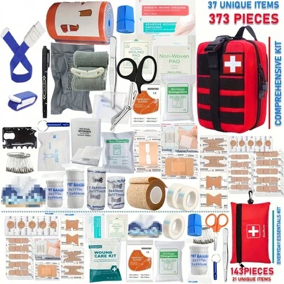 379 Life-Saving Kits, First Aid Kits, Life-Saving Equipment And Tools, Suitable For Outdoor, Adventure Travel, Camping, Hiking, Home, And Office Use