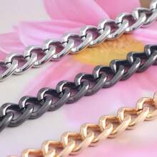 Metal Flat Chain Strap Wallet Chain Shoulder Bag Strap Replacement Chain Accessory Travel Essentials - Gun color - View 5