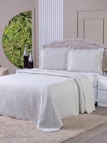 Bedspread Kit Queen Double-Sided 3 Pieces 400 Thread Count Micropercal With Pillowcase Soft Touch Luxury Balle - Beige - View 1