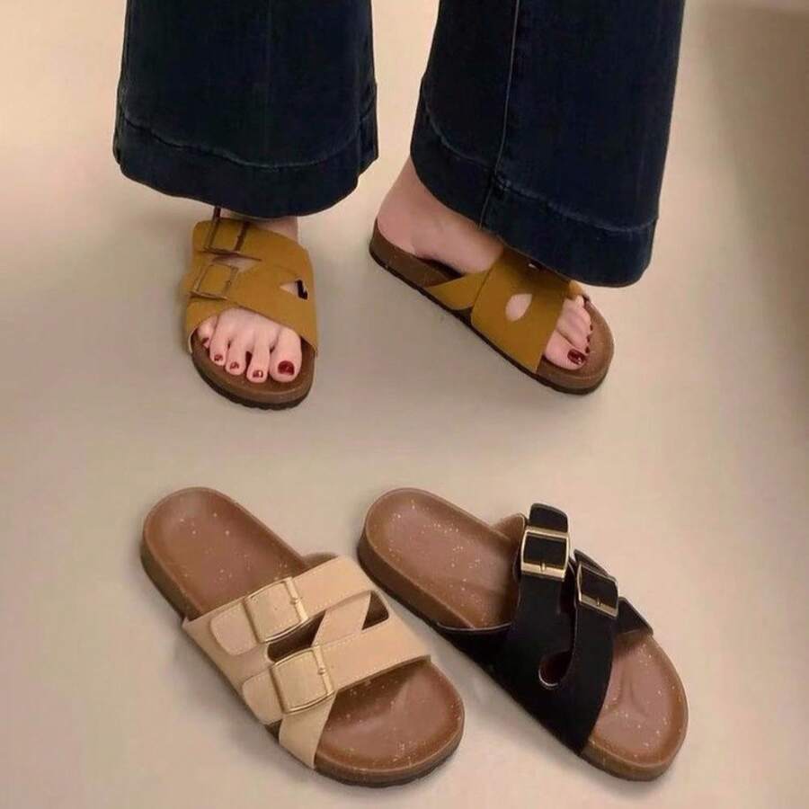 2025 Nuevas Sandalias de Verano para Mujeres, Estilo de Hada, Suela Gruesa, Sin Cordones - Negro - Ver 1