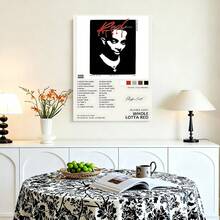 Framed 1pc  "Whole Lotta Red" Album Lyrics & Tracklist Canvas Print - Iconic Song Titles (Pink Toinetti, Die Lit) Music Wall Art Poster For Fans, Home, Office, Bedroom, Cafe Decor - Ideal Gift, Flat, Perfect For - Framed - 查看 1
