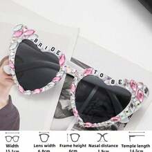 1pc Women's Heart-Shaped Fashionable Glasses, Inlaid With Artificial Pearls BRIDE TO BE Decorative Glasses, Summer Party And Wedding Supplies, Popular - 彩色 - 查看 3