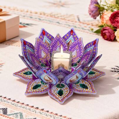 DIY Diamond Painting Candle Holder - Mandala Bohemian Pattern, Asymmetrical Sparkling Crystal Inlay, Decorative Jewelry Tray & Aromatherapy Box, Christmas Gift For Mom & Best Friend