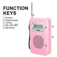 Portable AM FM Radio Speaker, Battery-Powered Handheld Radio With Manual Tuner, Headphone Jack, Integrated Speaker, Adjustable Antenna, Durable Design & Wrist Strap - Pink - View 7