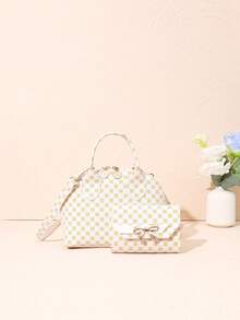 一套女孩贝壳造型手提包、单肩包和钱包，时尚优雅，适合各种场合 - 彩色 - 查看 12