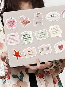 50pcs Positive Uplifting Phrase Stickers, Great For Scrapbooking, Journals, Notebooks, Cups, Skateboards, Adding Fun To Your Devices! - Multicolor - View 2