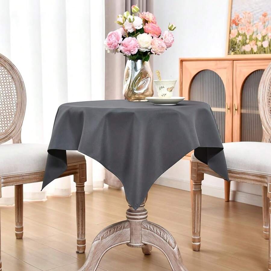 Small Square Tablecloth 36 X 36 Inch Washable Polyester Table Cloth Solid Grey Heavy Duty Fabric Coffee Table Cover For Dining Home Kitchen Party Wedding,Grey36inchx36inchSquare - 灰色 36 吋 x 36 吋正方形 - 查看 1