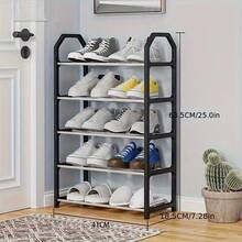 Five-Layer Shoe Rack, Heavy Duty Stackable Folding Storage Rack - No-Installation Space-Saving Organizer, Suitable For Entryway, Wardrobe, Dormitory, Apartment - Black And White Plastic Shoe Cabinet - 粉色 - 查看 2