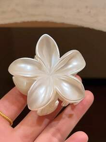 3个/2个/1个 6厘米/2.36英寸 珍珠白花朵塑料发夹，时尚百搭，简约优雅，纯色发爪，适合日常、休闲、派对、海滩、度假、发型设计、洗脸/洗头、化妆、服装配饰，秋季时尚发夹，冬季发饰，夏季发夹，女士发爪夹 - 彩色 - 查看 5