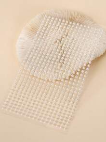 3件组合装，3毫米自粘半圆形闪亮白色珍珠颗粒脸部和眼部装饰水晶钻石贴纸，DIY，嘉年华，情人节，万圣节，圣诞节礼物，母亲节，派对，音乐节，面部毛发和指甲装饰，水钻贴纸 - 白色 - 查看 6