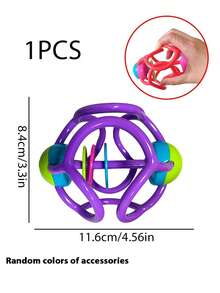 1个柔软婴儿感官摇铃玩具，旋转摇铃，早教学习，可弯曲抓握，婴儿抓握球，婴儿礼物