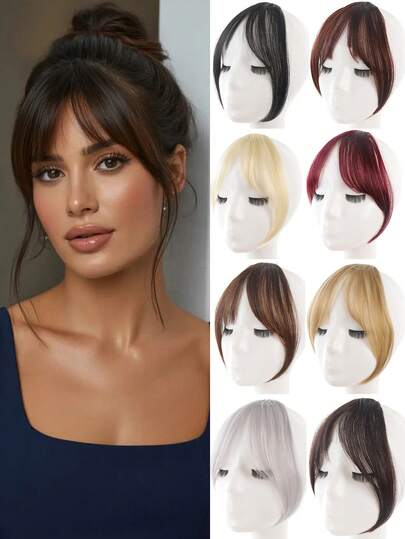 Elegant French Bangs Clip-On Wig, Suitable For Women - Natural-Looking Synthetic Hair With Sideburns, Invisible Styling, Perfect For Everyday Wear And Special Occasions Like Valentine's Day And New Year.