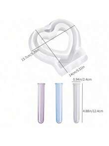 4pcs/Set Heart-Shaped Hydroponic Silicone Mold With 3 Test Tubes, DIY Mold - White - View 6