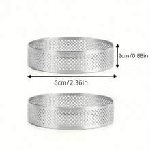 6pcs/12pcs Stainless Steel Round Baking Rings Set, With Holes French Tart Rings, Mousse Cake Mold Rings, Ideal For Baking Pies, Muffins And Cakes In Your Kitchen Or Pastry Shop