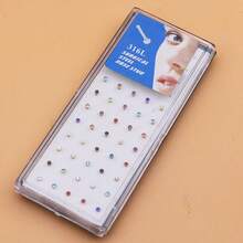40pcs/Set 2mm Assorted Colorful Crystal Stainless Steel Nose Studs With Box