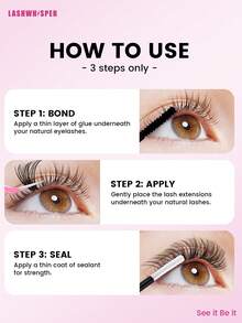 262pcs False Eyelashes Set, 80D Lash Clusters And Pointed False Eyelashes - DIY Fairy Cartoon Style Thick & Long Fake Lashes At Home - Pink - View 4