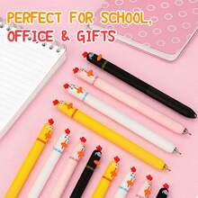 1/4/8/12pcs Funny Chicken Retractable Gel Pens, Cute Novelty Pens With Beak Click, 0.5mm Fine Point Black Ink, Cartoon Writing Pens For Students, Office, School, Gifts - Chicken Gel Pens - View 5