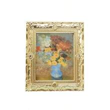 1:12 迷你娃娃屋装饰配件 - 逼真油画向日葵相框模型，迷你卧室墙饰，微景观装饰，1:12 比例配件，逼真油画质感，向日葵图案，治愈系装饰 - 彩色 - 查看 8