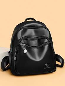 Women's Soft Leather Backpack Student School Bag Female High Quality Rucksack Multi-Functional Ladies Shoulder Bags Commuting - Black - View 3