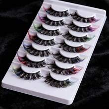 Colorful 3D Mink False Eyelashes: Vivid Hues, Long Curled. Handmade Premium Fiber, Reusable. Perfect For Daily Wear, Dates, Parties & Cosplay - 彩色 - 查看 2
