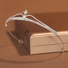 1pc Crown Headband, Fashionable Alloy Wedding Crown, Suitable For Wedding, Birthday Party Accessories