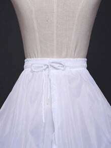 One Piece Of Women White Bridal Wedding Dress Petticoat With 4 Steel Hoops, Without Wire, For Photography Studio Or Dance Dress, Waistband Adjustable Lining Dress. Halloween Fall Clothes For Women - trắng - Xem 2