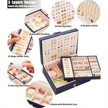 Womens Earring Jewelry Box For Girls Jewelry Earring Organizer Box Earring Holder Organizer For Girls Jewelry Organizer Earring Boxes For Women Girls Stud Earring Organizer Jewelry Box Navy - Navy - View 2
