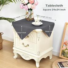 Small Square Tablecloth 2 Pack 24 X 24 Inch Washable Polyester Table Cloth Solid Grey Heavy Duty Fabric End Table Cover For Bedside Table Bedroom Nightstand,Grey24inchx24inchSquare - Grey24inchx24inchSquare - View 3