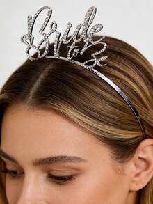 1pc Bridal Wedding Headpiece, Luxury Alloy Crystal Headband, Engagement Photo Accessory - Silver - View 4