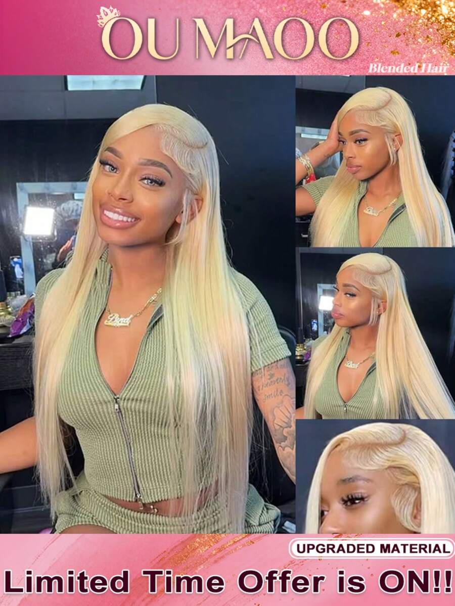 13x4高清透明蕾丝前假发，34英寸直发，真人发混纺，无需胶水。这款预先拔毛、200密度真人发混纺假发，助您打造完美自然的发际线。这款免胶蕾丝前假发无需粘合剂即可快速牢固佩戴，让您轻松打造各种美丽造型。 - S613 - 查看 1