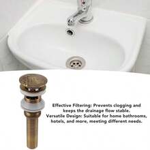 AUNMAS Desage de Fregadero,  Up Latn Retro con Desbordamiento Filtro Antiolorros Antiobstruccin Tapn Drenaje Lavabo para Bao Cocina Hogar (con Desbordamiento) - con desbordamiento - Ver 7