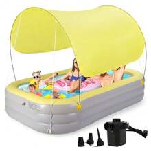 CYPNAlberca Inflable Piscina Familiar Cubierta Inflable para Piscina 260x160x60cm Piscina Hinchable 3 Niveles Rectangular Alberca para Niños Adultos Grandes para Patio y Exterior Exterior JardínFashion - 222582361 - Ver 1