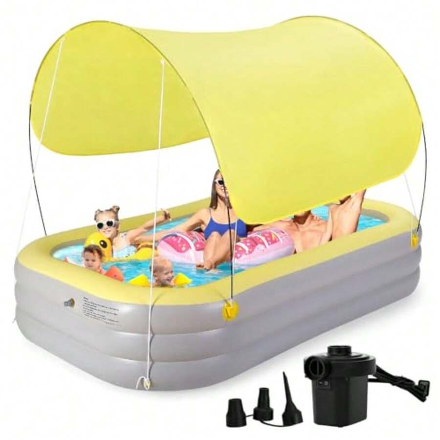 CYPNAlberca Inflable Piscina Familiar Cubierta Inflable para Piscina 260x160x60cm Piscina Hinchable 3 Niveles Rectangular Alberca para Niños Adultos Grandes para Patio y Exterior Exterior JardínFashion - 222582361 - Ver 1