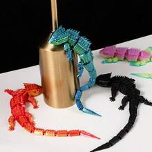 1pc 3D Printed Lizard Figurine With Movable Joints, Toy, Stress Relief Gift - Multicolor - View 4