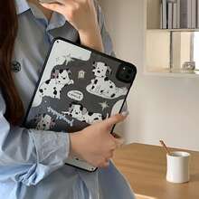 黑色斑点狗单底苹果iPad保护壳，适用于2025款Air 6，无笔槽，5英寸保护套，2022款第十代9英寸可爱卡通8英寸10.2英寸平板电脑Pro 11英寸透明亚克力Air 4全包防弯折外壳 - 彩色 - 查看 11