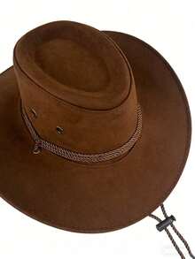 1 chiếc mũ cao bồi miền Tây cổ điển, mũ trang trí dây thừng PU mềm mại cho Halloween, thích hợp cho du lịch hàng ngày, kỳ nghỉ, lễ hội, chống nắng, trang phục ma cà rồng bí ngô mùa thu ngoài trời, lễ hội hóa trang. - Nhiều màu - Xem 9