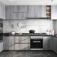 加厚灰色橡木纹壁纸，自粘可移除复古木纹纸，适用于台面、橱柜、抽屉、衣柜隔板 - 灰橡木 - 查看 4