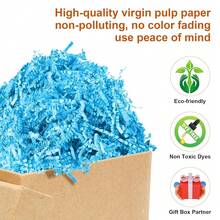 Shredded Paper For Gift Baskets, Crinkle Paper Filler, 1/2LB (8 Oz) Crinkle Cut Paper Shred, Bridesmaid Engagement Gift Boxes Bags Filler, Tissue Gift Basket Filler, PacFKing Grass Confetti For Birthdays, Weddings,Anniverss,Gift Wrapping,Blue - 藍色 - 查看 3