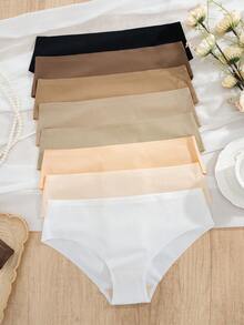 8 chiếc/gói, quần lót bikini nữ nhiều màu sắc, tối giản, thoải mái, thoáng khí, không đường may, có gân. - Nhiều màu - Xem 5