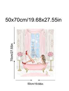 1幅复古魅力梳妆台印花墙画，优雅女士化妆镜装饰，时尚女性美妆挂饰，水彩巴黎埃菲尔铁塔素描，春日花卉艺术印花，独特女性墙面装饰，适用于卧室、客厅、厨房、办公室，是送给朋友的理想礼物，墙面装饰，墙面艺术，家居装饰，房间装饰，帆布墙画，海报，带框墙画，多种画框可选 - 彩色 - 查看 17