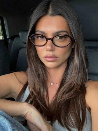 1pc/Set Retro Small Oval Frame Glasses, Personalized Street Snap Concave Transparent Glasses, Chic Small Frame Glasses, Minimalist Fashion Versatile Glasses Accessories For Women